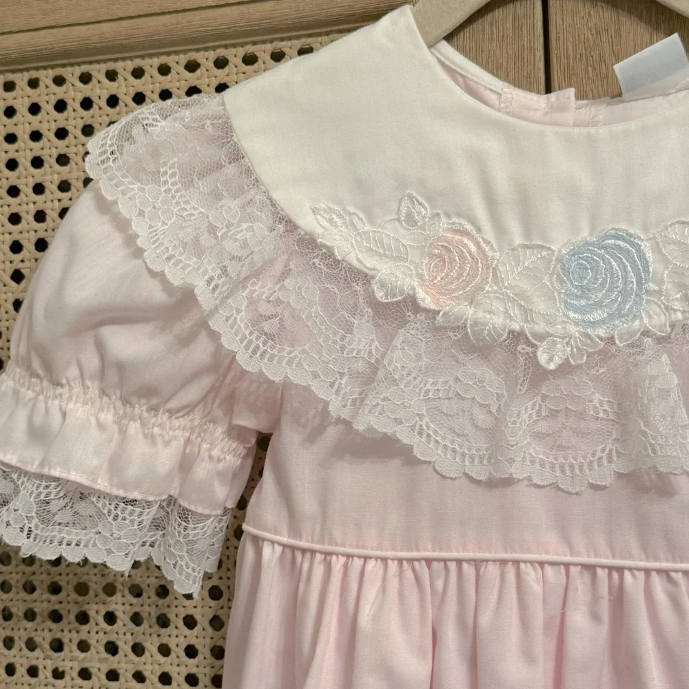 Vintage | Bryan|  pink embroidered dress